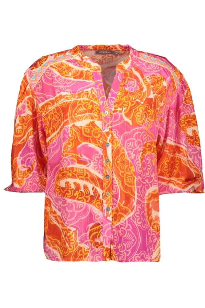 BLOUSE MET GLITTERS 53311 70 000250 ORANGE/FUCHSIA/SILVER